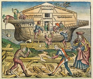 Budynek Arki Noego, opublikowany w Kronice Norymberskiej, 1493 autorstwa German School