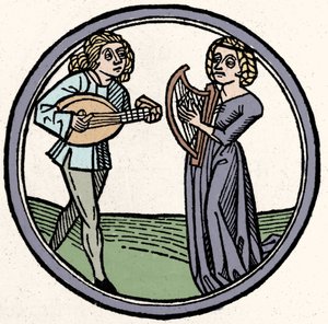 Cztery temperamenty: flegmatyczny (powolny i apatyczny). Ksylografia, Augsburg 1480 autorstwa German School