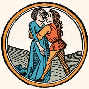 Cztery temperamenty: krew (ciepła i życzliwa). Ksylografia, Augsburg 1480. autorstwa German School