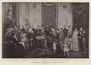 Nieżyjący już cesarz Wilhelm i jego rodzina, scena pamięci (rycina) autorstwa German School