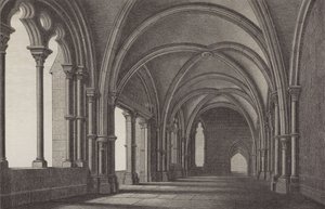Hol w klasztorze Maulbronn, Badenia-Wirtembergia, Niemcy (grafika) autorstwa German School