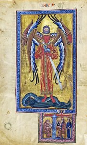 Teofania Boskiej Miłości (Wizja z Księgi Boskich Dzieł), ok. 1220-30 (gwasz na pergaminie) autorstwa German School