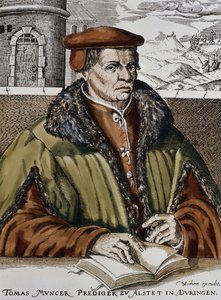 Thomas Muntzer, ok. 1600 (drewno ręcznie barwiony) autorstwa German School