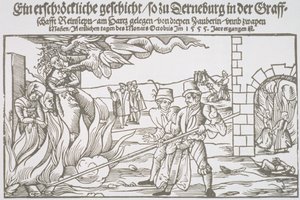 Trzy wiedźmy spłonęły żywcem, ilustracja broszury autorstwa German School