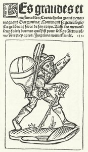 Strona tytułowa z najbardziej znanego wydania Gargantua, powieści Francois Rabelais (rycina) autorstwa German School