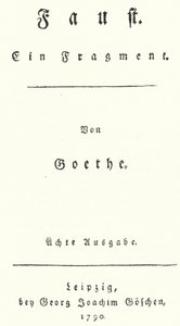 Strona tytułowa z pierwszego wydania Fausta, Johann Wolfgang Von Goethe (rycina) autorstwa German School