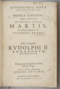 Strona tytułowa „Astronomia nova Aitiologetos”, Johannes Kepler (rycina) autorstwa German School