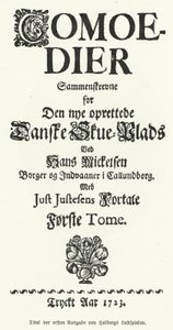 Strona tytułowa duńsko-norweskiego dramaturga, filozofa i historyka Komedie Ludviga Holberga autorstwa German School
