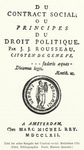 Strona tytułowa pierwszego wydania Umowy społecznej, Jean-Jacques Rousseau autorstwa German School