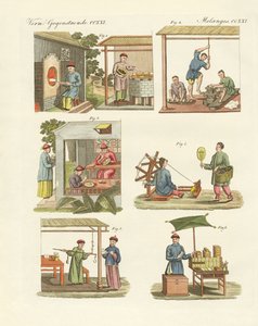 Handel, sztuka i rękodzieło w Chinach (kolorowe grawerowanie) autorstwa German School