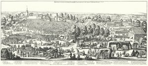 Podróżnicy odwiedzający źródła lecznicze we wsi Hornhausen, 1646 (rycina) autorstwa German School