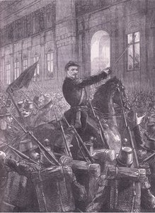 Trochu gromadzące Gwardię Narodową przed Hotel de Ville, Cassells History of the War between France and Germany wydane przez Cassell and Company Limited, c.1890 (lito) autorstwa German School