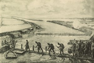 Oddziały piechoty morskiej zajmują pozycje, przechodzą nad Yser autorstwa German School