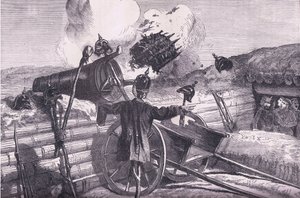 Próba zasięgu wrogów, Cassells History of the War between France and Germany, wydana przez Cassell and Company Limited, c.1890 (lito) autorstwa German School