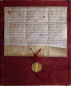 Zobowiązanie cesarza Fryderyka II (1194-1250) do dostarczenia królowi Ludwikowi IX (1214-70) koni, broni i zaopatrzenia na VII krucjatę, 1246 autorstwa German School