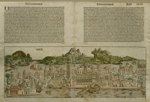 Widok Wenecji, ilustracja z Liber Chronicarum autorstwa Hartmanna Schedla (1440-1514) wydana w Norymberdze, 1493 autorstwa German School