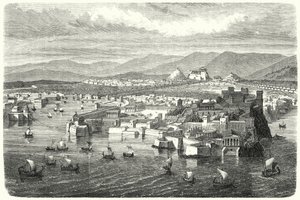 Widok starożytnych Aten z Pireusu (rycina) autorstwa German School