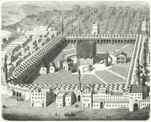 Widok na Kaaba, Mekkę (rycina) autorstwa German School