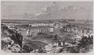 Widok na port Dieppe, Normandia, Francja (grawerowanie) autorstwa German School