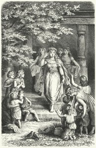 Młode Niemki noszące wieńce z okazji święta Eostre (Ostara) (grafika) autorstwa German School