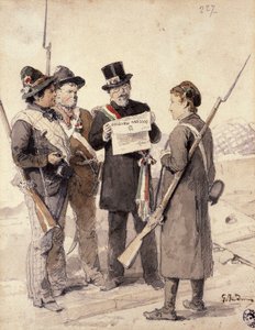 Pięć dni Mediolanu, Gerolamo Induno (1827-1890), akwarela autorstwa Gerolamo Induno