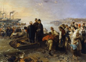 Garibaldi z Tysiącem odjeżdża z Quarto (Geny) do Marsali (Sycylia) w 1870 r. b.d. (olej na płótnie)