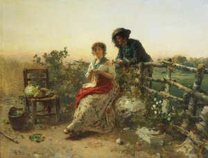 W czasie pokoju, Gerolamo Induno, ok. 1880, olej na drewnie autorstwa Gerolamo Induno