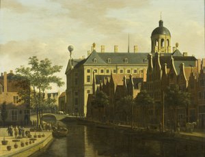 Nieuwezijds Voorburgwal z targiem kwiatów i drzew w Amsterdamie, ok. 1675 r.