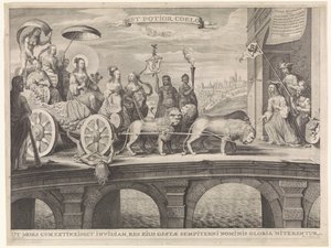 Alegoria powitania Königsmarck Est potior coelo (tytuł na obiekcie) autorstwa Gerrit Gerritsz van Fenaem