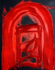 Doorway to Secrets, 2018 (piasek i akryl na płótnie) autorstwa Gerrit Greve