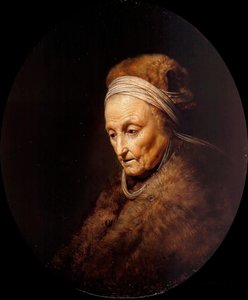 "" Portret jeziora Rembrandta "" (Portret matki Rembrandta) Obraz Gerarda Dou (Gerrit Dow) (1613-1675) Olej na drewnie Dim 23,1x19,7 cm Staatliche Museen, Berlin autorstwa Gerrit Dou