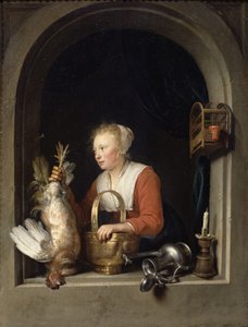 Holenderska Gospodyni Domowa, czyli Kobieta wisząca Kogucika w Oknie, 1650