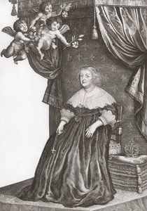 Maria Medycejska, królowa Francji. Portret (druk) autorstwa Gerrit van (after) Honthorst