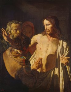 Niedowierzający Tomasz. około 1620 autorstwa Gerrit van Honthorst