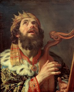 Król Dawid grający na harfie. 1622 autorstwa Gerrit van Honthorst