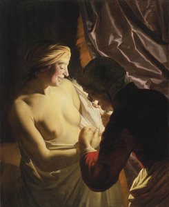 Polowanie na pchły, c. 1620 autorstwa Gerrit van Honthorst