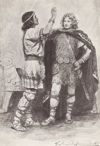Ilustracja do książki The Story of Hereward, The Champion of England (litografia) autorstwa Gertrude E. Demain (after) Hammond
