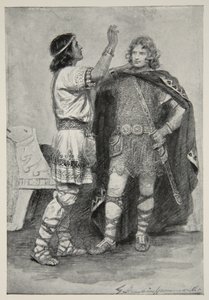Hereward i Sigtryg z „Bohaterskich mitów i legend rasy brytyjskiej” M.I. Ebbutt autorstwa Gertrude E. Demain Hammond