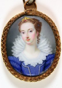 Pani zwana Elizabeth Robinson Pani Montagu (emalia) autorstwa Gervase (attr.to) Spencer