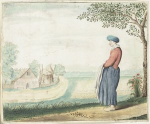 Chłopka w krajobrazie autorstwa Gesina ter Borch (signed by artist)