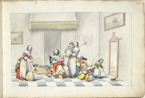 Pokój dziecięcy z trzema kobietami i dziećmi autorstwa Gesina ter Borch (signed by artist)
