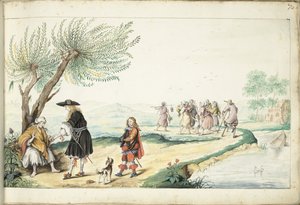 Romka czyta z ręki dżentelmena (Mojżesz?) autorstwa Gesina ter Borch (signed by artist)
