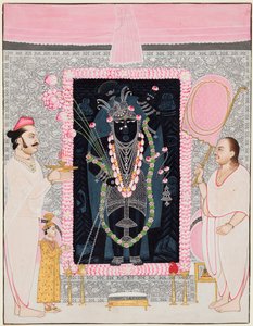 Główny Kapłan Tilakayat Govardhanlalji MKS Ofiary dla Shri Nathji podczas uroczystości... 1890 autorstwa Ghasiram Hardev Sharma