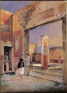 Włochy, dom Kastora i Polluksa w Pompejach 1857 (akwarela)