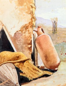 Martwa natura z dzbanem i krajobrazem autorstwa Giacinto Gigante