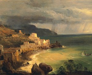 Burza na wybrzeżu Amalfi i Zatoce Neapolitańskiej – Giacinto Gigante (1806-1876), Włochy