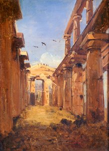 Bazylika Paestum 1845-1848 (olej na płótnie) autorstwa Giacinto Gigante
