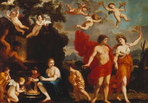 Bez Bachusa i Ceres Wenus jest zimna, autorstwa Giacinto Gimignani or Gemignano