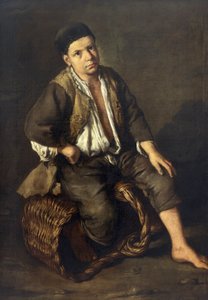 Chłopiec na posyłki siedzący na koszu, ok. 1735 (olej na płótnie) autorstwa Giacomo Ceruti