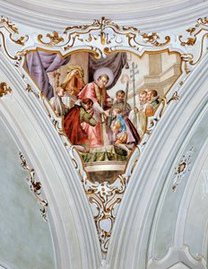 Św. Alojzy Gonzaga przyjmuje pierwszą komunię św. Karola Boromeusza autorstwa Giacomo Ceruti